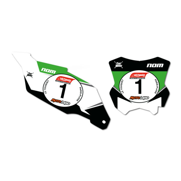 FONDS DE PLAQUES ENDUROPALE SEMI PERSONNALISÉ POUR KAWASAKI Kit déco motocross semi & 100% personnalisé